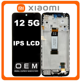 HQ OEM Συμβατό Με Xiaomi Redmi 12 4G (23053RN02A, 23053RN02Y) /​ Redmi 12 5G (23076RN4BI) IPS LCD Display Screen Assembly Οθόνη + Touch Screen Digitizer Μηχανισμός Αφής + Frame Bezel Πλαίσιο Σασί Black Μαύρο (Premium A+)