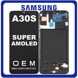 HQ OEM Συμβατό Με Samsung Galaxy A30s (SM-A307F, SM-A307FN) Super AMOLED LCD Display Screen Assembly Οθόνη + Touch Screen Digitizer Μηχανισμός Αφής + Frame Bezel Πλαίσιο Σασί Black Μαύρο (Premium A+)