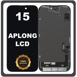 Γνήσια Original Apple iPhone 15 , iPhone15 (A3090, A2846) APLONG LCD Display Screen Assembly Οθόνη + Touch Screen Digitizer Μηχανισμός Αφής Black Μαύρο (0% Defective Returns)