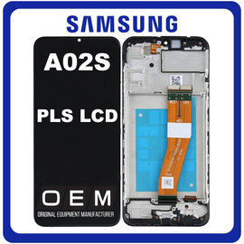 HQ OEM Συμβατό Με Samsung Galaxy A02S (SM-A025F, SM-A025F/DS,) PLS LCD Display Screen Assembly Οθόνη + Touch Screen Digitizer Μηχανισμός Αφής + Frame Bezel Πλαίσιο Σασί Black Μαύρο (Grade AAA)