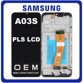 HQ OEM Συμβατό Με Samsung Galaxy A03s (SM-A037F, SM-A037F/DS) PLS LCD Display Screen Assembly Οθόνη + Touch Screen Digitizer Μηχανισμός Αφής + Frame Bezel Πλαίσιο Σασί Black Μαύρο (Grade AAA)