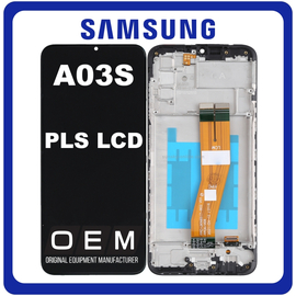 HQ OEM Συμβατό Με Samsung Galaxy A03s (SM-A037G, SM-A037U) PLS LCD Display Screen Assembly Οθόνη + Touch Screen Digitizer Μηχανισμός Αφής + Frame Bezel Πλαίσιο Σασί Black Μαύρο (Premium A+​)