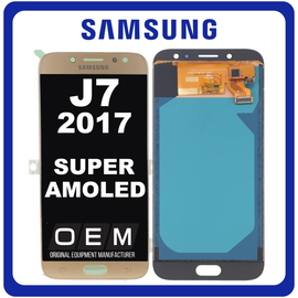 HQ OEM Συμβατό Με Samsung Galaxy J7 (2017) (SM-J730F, SM-J730FM) Super AMOLED LCD Display Screen Assembly Οθόνη + Touch Screen Digitizer Μηχανισμός Αφής Gold Χρυσό (Grade AAA)