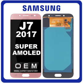 HQ OEM Συμβατό Με Samsung Galaxy J7 (2017) (SM-J730F, SM-J730FM) Super AMOLED LCD Display Screen Assembly Οθόνη + Touch Screen Digitizer Μηχανισμός Αφής Pink Ροζ (Grade AAA)