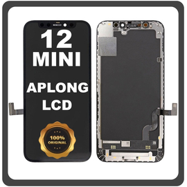 Γνήσια Original For Apple iPhone 12 Mini, iPhone12 Mini (A2399, A2176) APLONG LCD Display Screen Assembly Οθόνη + Touch Screen Digitizer Μηχανισμός Αφής Black Μαύρο (Grade AAA) (0% Defective Returns)