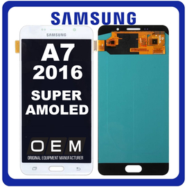 HQ OEM Συμβατό Με Samsung Galaxy A7 (2016) (SM-A710F, SM-A710S) Super AMOLED LCD Display Screen Assembly Οθόνη + Touch Screen Digitizer Μηχανισμός Αφής White Άσπρο (Grade AAA)