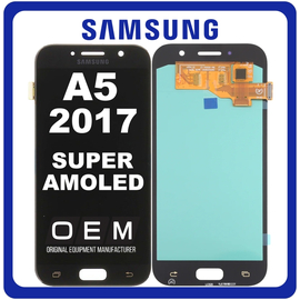 HQ OEM Samsung Galaxy A5 (2017) (SM-A520F, SM-A520F) Super AMOLED LCD Οθόνη + Touch Screen Digitizer Μηχανισμός Αφής Black Sky Μαύρο (Premium A+)
