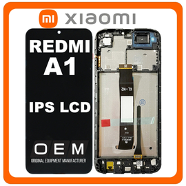 HQ OEM Συμβατό Με Xiaomi Redmi A1 (220733SI, 220733SG), IPS LCD Display Screen Assembly Οθόνη + Touch Screen Digitizer Μηχανισμός Αφής + Frame Bezel Πλαίσιο Σασί Black Μαύρο (Grade AAA)
