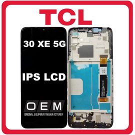 HQ OEM Συμβατό Με TCL 30 XE 5G (T767W) IPS LCD Display Screen Assembly Οθόνη + Touch Screen Digitizer Μηχανισμός Αφής + Frame Bezel Πλαίσιο Σασί Shadow Black Μαύρο (Premium A+)