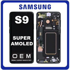 HQ OEM Συμβατό Με Samsung Galaxy S9 (SM-G960F, SM-G960) Super AMOLED LCD Display Screen Assembly Οθόνη + Touch Screen Digitizer Μηχανισμός Αφής + Frame Bezel Πλαίσιο Σασί Midnight Black Μαύρο (Grade AAA)