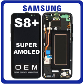 HQ OEM Συμβατό Με Samsung Galaxy S8+, Galaxy S8 Plus (SM-G955F, SM-G955FD) Super AMOLED LCD Display Screen Assembly Οθόνη + Touch Screen Digitizer Μηχανισμός Αφής + Frame Bezel Πλαίσιο Σασί Midnight Black Μαύρο (Grade AAA)