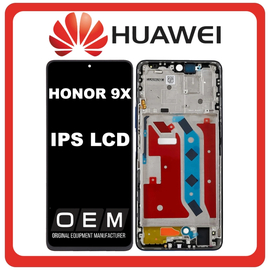 HQ OEM Συμβατό Με Huawei Honor X9 4G, IPS LCD Display Screen Assembly Οθόνη + Touch Screen Digitizer Μηχανισμός Αφής + Frame Bezel Πλαίσιο Σασί Midnight Black Μαύρο (Premium A+)