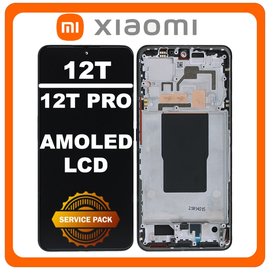 Γνήσια Original Xiaomi 12T 5G (22071212AG), 12T Pro 5G (22081212UG, 22081212G) AMOLED LCD Display Screen Assembly Οθόνη + Touch Screen Digitizer Μηχανισμός Αφής + Frame Bezel Πλαίσιο Σασί Black Μαύρο 560003L12U00 (Service Pack By Xiaomi)