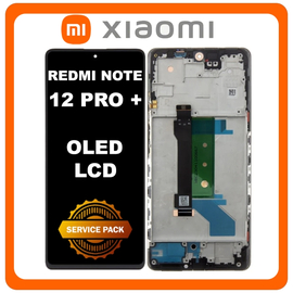 Γνήσια Original Xiaomi Redmi Note 12 Pro+, Note 12 Pro Plus (22101316UCP, 22101316UG) OLED LCD Display Screen Assembly Οθόνη + Touch Screen Digitizer Μηχανισμός Αφής + Frame Bezel Πλαίσιο Σασί Obsidian Black Μαύρο 560001M16U00 (Service Pack By Xiaomi)