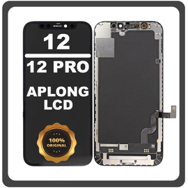 Γνήσια Original Apple iPhone 12, iPhone12 (A2403, A2172), iPhone 12 Pro (A2407, A2341) APLONG LCD Display Screen Assembly Οθόνη + Touch Screen Digitizer Μηχανισμός Αφής Black Μαύρο (0% Defective Returns)