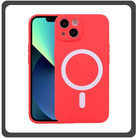 Θήκη Πλάτης - Back Cover, Silicone Σιλικόνη Liquid Silicone Magnetic Protection Case Red Κόκκινο For iPhone 14 Plus