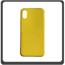 Θήκη Πλάτης - Back Cover, Silicone Σιλικόνη Liquid Inserted TPU Protective Case Yellow Κίτρινο For iPhone X/XS