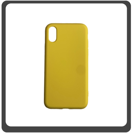Θήκη Πλάτης - Back Cover, Silicone Σιλικόνη Liquid TPU Soft Protective Case Yellow Κίτρινο For iPhone X/XS