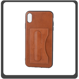 Θήκη Πλάτης - Back Cover, Silicone Σιλικόνη Δερματίνη Leather Minimalist Support Case Brown Καφέ For iPhone XR