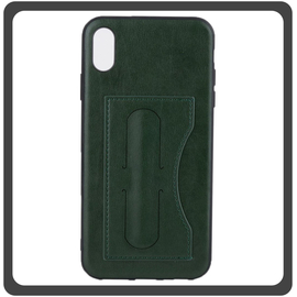 Θήκη Πλάτης - Back Cover, Silicone Σιλικόνη Δερματίνη Leathe Minimalist Support Case Green Πράσινο For iPhone XR