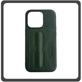 Θήκη Πλάτης - Back Cover, Silicone Σιλικόνη Δερματίνη Leather Minimalist Plug-in Support Case Green Πράσινο For iPhone 11