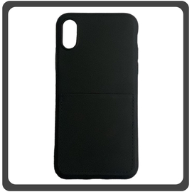 Θήκη Πλάτης - Back Cover, Silicone Σιλικόνη Liquid Inserted TPU Protective Case Black Μαύρο For iPhone X/XS