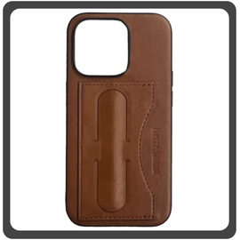 Θήκη Πλάτης - Back Cover, Silicone Σιλικόνη Δερματίνη Leather Minimalist Plug-in Support Case Brown Καφέ For iPhone 11