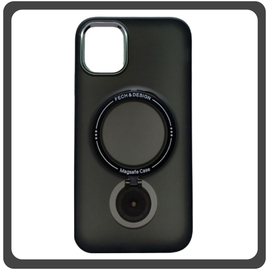 Θήκη Πλάτης - Back Cover, Silicone Σιλικόνη Magnetic Bracket Protective Case Black Μαύρο For iPhone 11