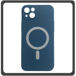 Θήκη Πλάτης - Back Cover, Silicone Σιλικόνη Liquid Silicone Magnetic Protection Case Blue Μπλε For iPhone 14 Plus