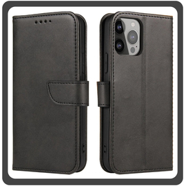 Θήκη Book, Leather Δερματίνη Flap Wallet Case with Clasp Black Μαύρο For iPhone 14 Plus