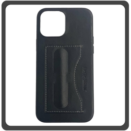 Θήκη Πλάτης - Back Cover, Silicone Σιλικόνη Leather Δερματίνη Minimalist Plug-in Support Case Black Μαύρο For iPhone 14