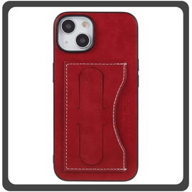 Θήκη Πλάτης - Back Cover, Silicone Σιλικόνη Leather Δερματίνη Minimalist Plug-in Support Case Red Κόκκινο For iPhone 14