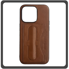 Θήκη Πλάτης - Back Cover, Silicone Σιλικόνη Δερματίνη Leather Minimalist Plug-in Support Case Brown Καφέ For iPhone 14 Pro