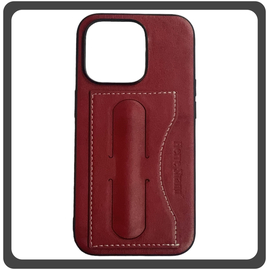 Θήκη Πλάτης - Back Cover, Silicone Σιλικόνη Δερματίνη Leather Minimalist Plug-in Support Case Red Κόκκινη For iPhone 14 Pro
