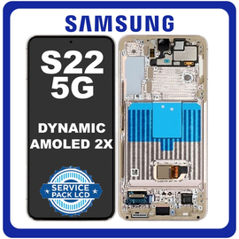 Γνήσια Original Samsung Galaxy S22 5G (SM-S901B, SM-S901B/DS) Dynamic AMOLED 2X LCD Display Screen Assembly Οθόνη + Touch Screen Digitizer Μηχανισμός Αφής + Frame Bezel Πλαίσιο Σασί Violet Βιολετί GH82-27521F GH82-27520F (Service Pack By Samsung)