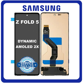 Γνήσια Original Samsung Galaxy Z Fold 5 5G (SM-F946B, SM-F946B/DS) Foldable Dynamic AMOLED 2X LCD Display Screen Οθόνη + Touch Screen Digitizer Μηχανισμός Αφής Phantom Black Μαύρο GH82-31849A (Service Pack By Samsung)