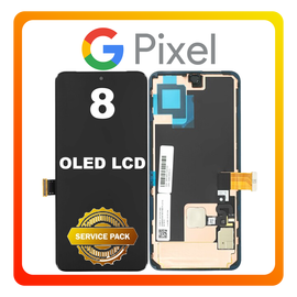 Γνήσια Original Google Pixel 8 (GKWS6, G9BQD) OLED LCD Display Screen Assembly Οθόνη + Touch Screen Digitizer Μηχανισμός Αφής Black Μαύρο G949-00555-01 (Service Pack By Google)