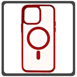 Θήκη Πλάτης - Back Cover, Silicone Σιλικόνη Material Frosted Edge Macaroon Magnetic Case Red Κόκκινο For iPhone 13 Pro Max