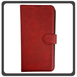 Θήκη Book, Leather Δερματίνη Flap Wallet Case with Clasp Red Κόκκινο For iPhone 13 Pro Max