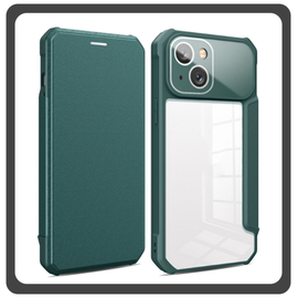 Θήκη Πλάτης - Back Cover, Silicone Σιλικόνη Leather Δερματίνη Colorful Magnetic Leather Case Dark Green Πράσινο For iPhone 14
