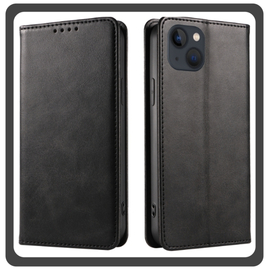 Θήκη Πλάτης - Back Cover, Silicone Σιλικόνη Leather Δερματίνη Print Wallet Case Black Μαύρο For iPhone 14