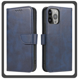 Θήκη Πλάτης - Back Cover, Silicone Σιλικόνη Leather Δερματίνη Print Wallet Case with Clasp Dark Blue Μπλε For iPhone 14