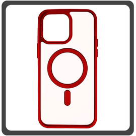 Θήκη Πλάτης - Back Cover, Silicone Σιλικόνη Frosted Edge Macaroon Magnetic Case Red Κόκκινο For iPhone 14