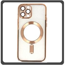 Θήκη Πλάτης - Back Cover, Silicone Σιλικόνη Pattern Plated Magnetic Case Gold Χρυσό For iPhone 13 Pro Max