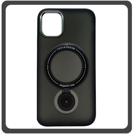 Θήκη Πλάτης - Back Cover, Silicone Σιλικόνη Rotating Magnetic Bracket Protective Case Black Μαύρο For iPhone 13 Pro Max