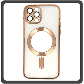 Θήκη Πλάτης - Back Cover, Silicone Σιλικόνη Pattern Plated Magnetic Case Gold Χρυσό For iPhone 13 Pro