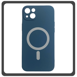 Θήκη Πλάτης - Back Cover, Silicone Σιλικόνη Liquid Silicone Magnetic Protection Case Blue Μπλε For iPhone 13 Mini