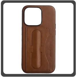 Θήκη Πλάτης - Back Cover, Silicone Σιλικόνη Leather Δερματίνη Minimalist Plug-in Support Case Brown Καφέ For iPhone 12 / 12 Pro