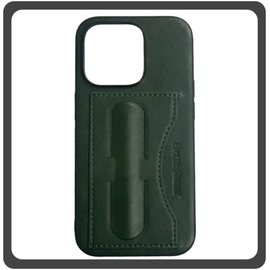 Θήκη Πλάτης - Back Cover, Silicone Σιλικόνη Leather Δερματίνη Minimalist Plug-in Support Case Green Πράσινο For iPhone 12 / 12 Pro