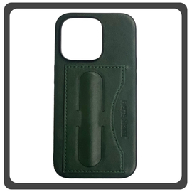 Θήκη Πλάτης - Back Cover, Silicone Σιλικόνη Leather Δερματίνη Minimalist Plug-in Support Case Green Πράσινο For iPhone 13 Pro